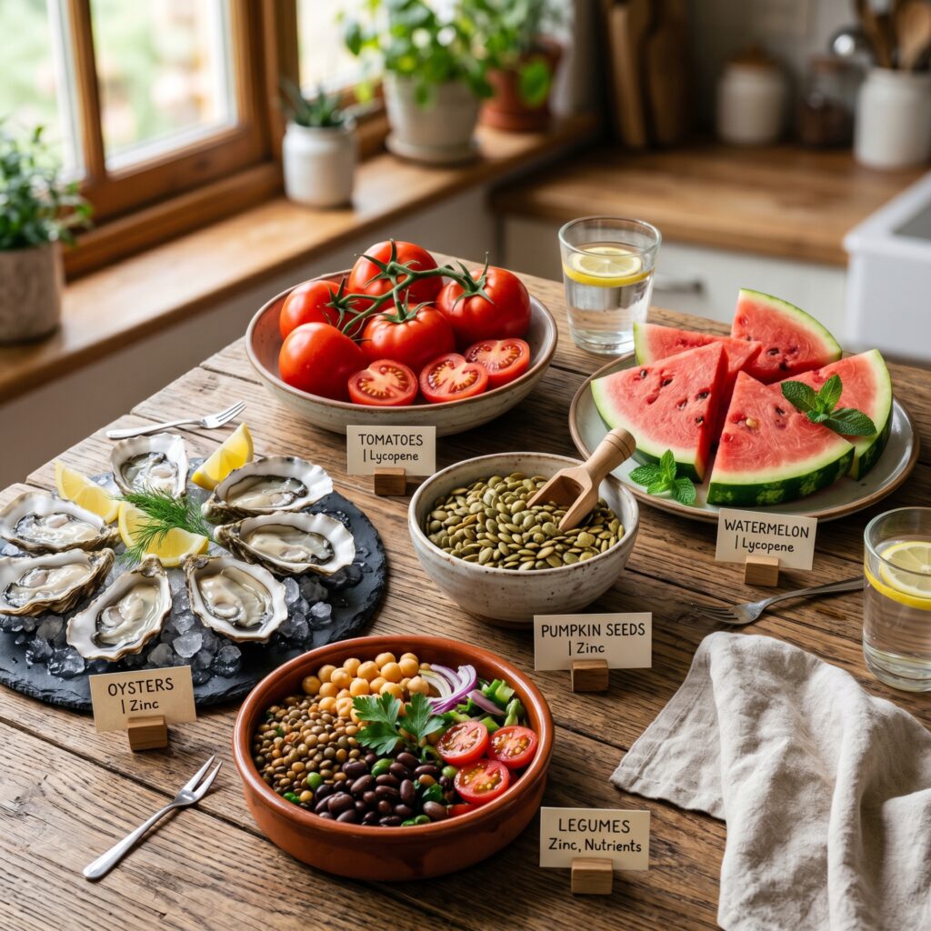 Alimentos ricos en licopeno y zinc para la salud de la próstata